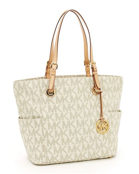 michael kors logo signature large vanilla totes